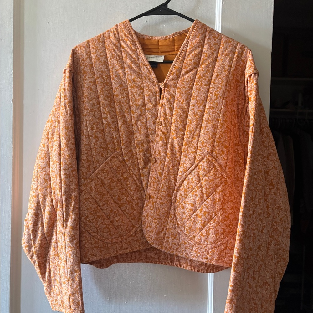 Universal Thread Orange Floral Puffer Jacket